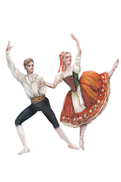 Reysa Tasarım Folk Dance Ballerina and Dancer Wall Sticker