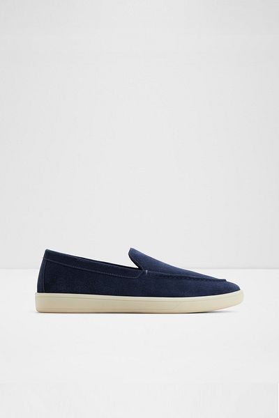 Aldo Eton - Men's Genuine Leather Navy Blue Slip-On Shoes