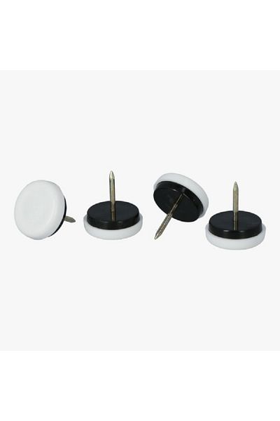 Magic Sliders 4-Piece Round Silent Nail-On Furniture Glides White and Black
