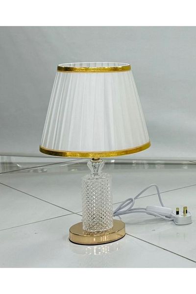 DEC10 Elegant white and gold bedside lamp