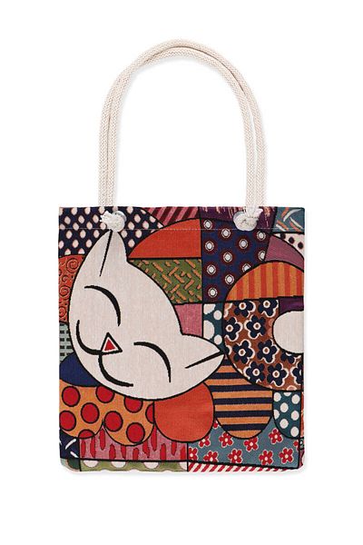 Bursa İpek Cat Pattern Tapestry Shoulder Bag