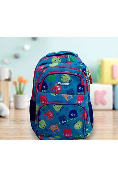 Durable School bag 4 compartments, 2 side pockets, Boys, Green, Funny Girls, 45x30x13 cm