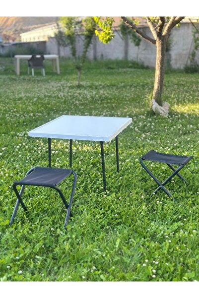 GÖKBAŞLAR 60×60 Cm Beyaz Katlanır Masa & Sandalye – Balkon, Bahçe, Kamp & Pik...