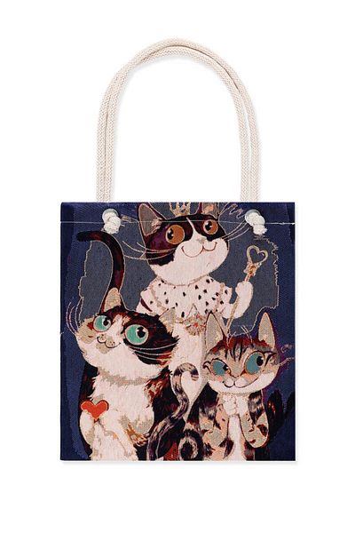 Bursa İpek Cat Pattern Tapestry Shoulder Bag