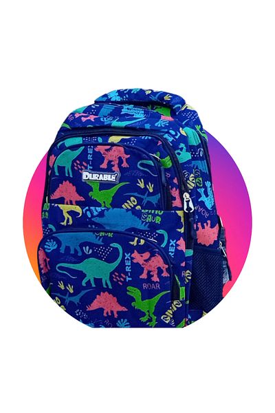 Durable School bag 4 compartments, 2 side pockets, Boys, Dinosaurs, Multicolor, 45x30x13 cm