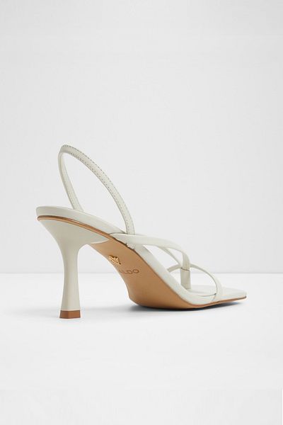 Aldo Rıva - Women's Genuine Leather White-Ecru Thin Heeled Sandals