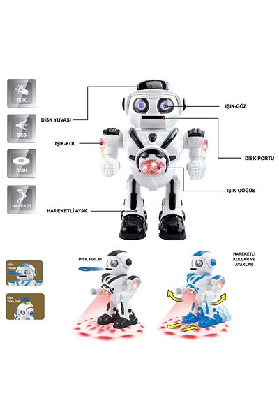 Modafiks Df-6022 Alien Robot Throwing Discs with Light and Music