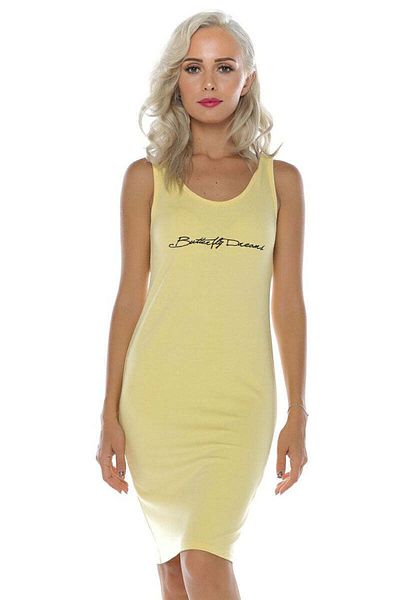 WildFashion W532-9 Summer fitted dress, tank style with Butterfly Dreams print