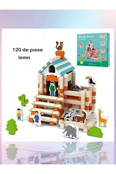 OEM Montessori wooden construction set with 107 pieces + 15 wooden minifigures, 3+