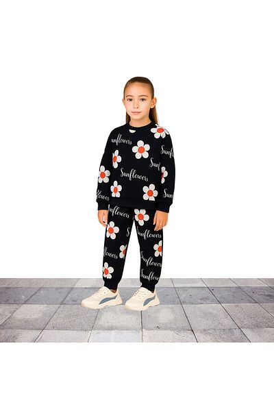 Fox Moda Swaetsihirt Printed Seasonal Girls Tracksuit Set