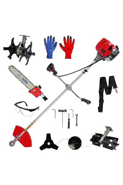COBI SMART® 2-stroke petrol brushcutter package RED, 3.8 kW, 0.6 liters/hour, accessories included - COBI SMART®