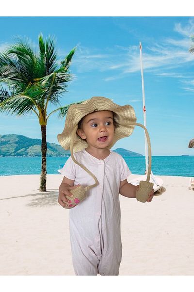 loute Straw Summer and Beach Hat with Ear Play for Boys and Girls