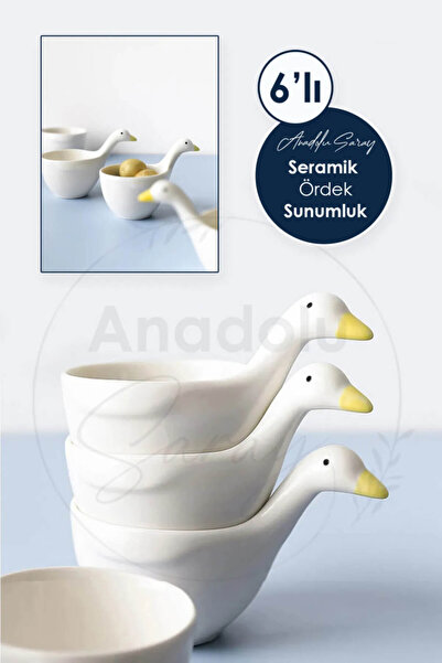 Anadolu Saray 6 Adet Ördek Tasarım Handmade Seramik Servis Sunum Kasesi Sosluk Reçellik İkramlık