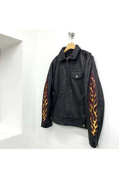 Deri Ceket Men's Flame Men's Leather Jacket Premium Quality Genuine Leather