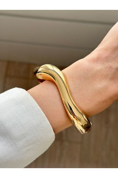 YOUES JEWELRY Thick Handcuff Bracelet Adjustable Wristband Unisex Gold Women's Handcuffs