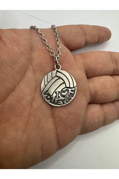 Herşey Nota Serve & Spirit – Unisex Necklace with Volleyball Written Ball Figure (60 cm Chain)