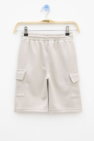 Cansın Mini Κρεμ ελαστική μέση διπλή τσέπη Cargo Boy's Shorts 21178