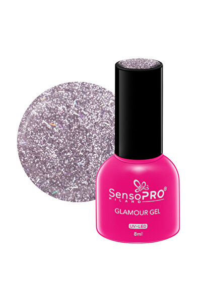 SensoPRO Milano Полуперманентен лак за нокти Glamour Gel 8 мл, Platinum Dust ...