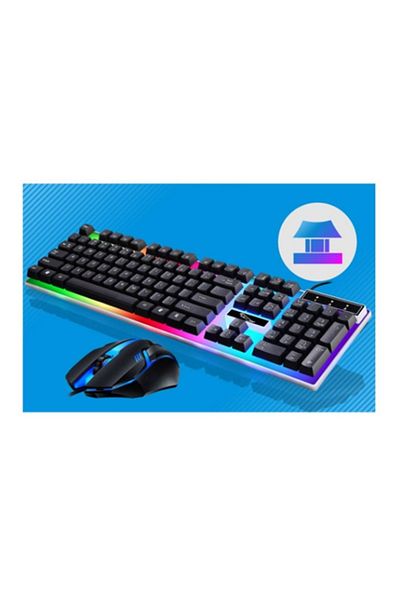 OMC Wired mouse and keyboard kit, LED lights combo gaming, computer, laptop, black