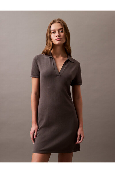 Calvin Klein LIQUID SHINE SS J/COL MINI DRESS