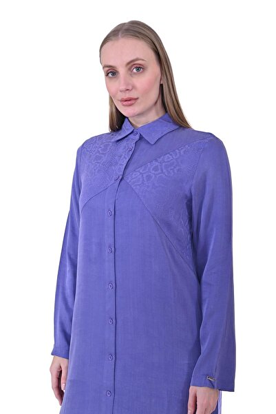 Invee Snake Pattern Lyocell Long Shirt Purple