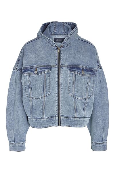 Noisy May Geacă de denim pentru femei albastră NOISY MAY-27028452 NMALVIVA MEDIUM BLUE DENIM