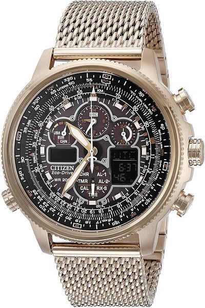 Citizen Men's Navihawk Watch with Black Dial and Stainless Steel Mesh Strap - JY8033-51E