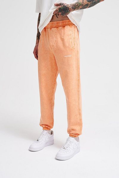 Machinist Men's Luxury Basic Washed Jogger Sweatpants Orange Spotted