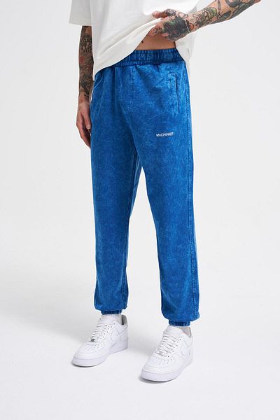 Machinist Men's Luxury Basic Washed Jogger Sweatpants Indigo Spotted