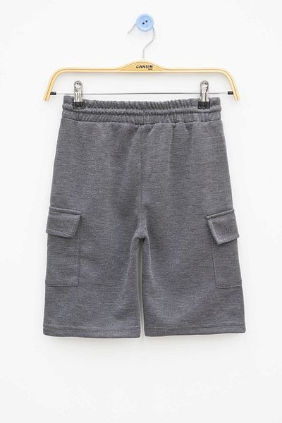 Cansın Mini Smoked Elastic Waist Double Cargo Pocket Boys Shorts 21176