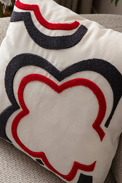 BUGİ HOME COLLECTİON Comfort Punch Pattern Throw Pillow Cover Square Decorative Bohemian Embroidered Sofa Pillowcase Poncho 45X45