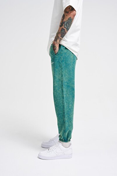 Machinist Ανδρικό πολυτελές βασικό πλενόμενο παντελόνι Jogger Oıl Green Spotted