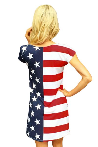 WildFashion Short summer dress with American print F557-43