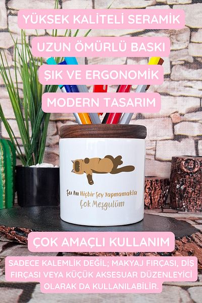 qoeuyl boutique Acum sunt preoțit să nu fac nimic Suport pentru stilou din ceramică imprimat cu scris amuzant