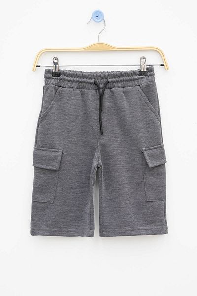 Cansın Mini Smoked Elastic Waist Double Cargo Pocket Boys Shorts 21176