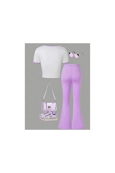 Keywest Children's Kuromi Printed T-Shirt Spanish Leg Tracksuit Set