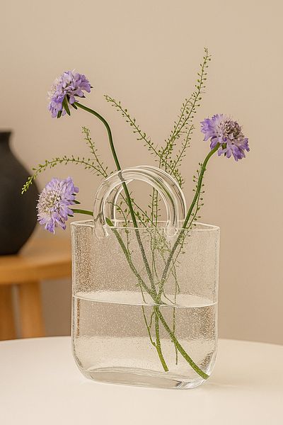 Anadolu Saray Elegant Design Decorative Bag Shaped Glass Vase |   Bag Glass Vase Aquarium |   Bag Vase
