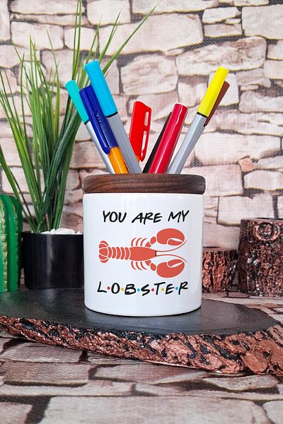 qoeuyl boutique You Are My Lobster Friends Εκτυπωμένη κεραμική θήκη για στυλό Desktop Organizer