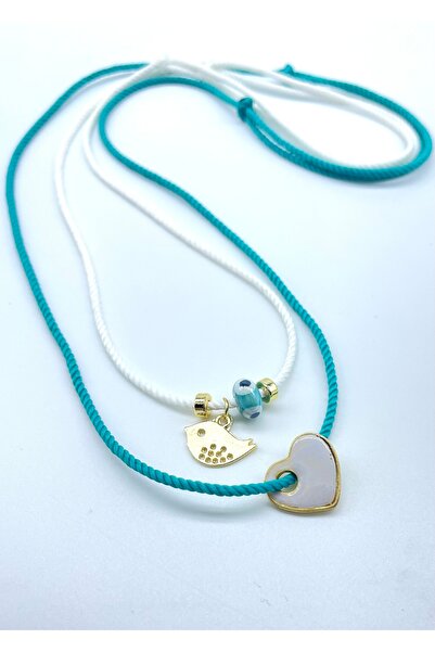 Concept HuBuTU مجموعة من قطعتين من قلادة خيطية صيفية بسيطة على شكل قلب طائر م...