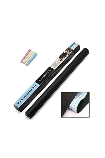wei inox Self-adhesive writing board with chalk, black, 200x40 cm