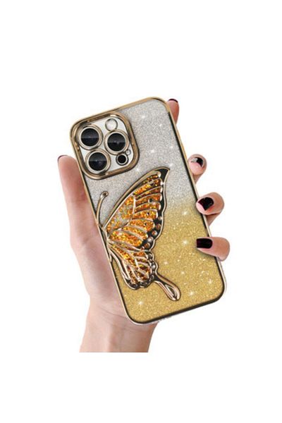 Gtech Elegant Glitter Case Compatible with Apple iPhone 14,Metalic,Silver-Gold