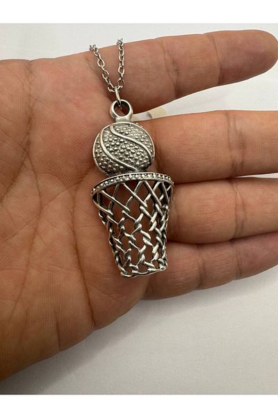 Herşey Nota Dunk Moment – Unisex Necklace with Basketball and Pot Figures (60 cm Chain)