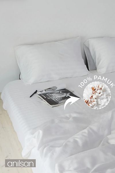 Anılsan Striped Double/Single Fitted Sheet 100% Cotton, 83 Wire