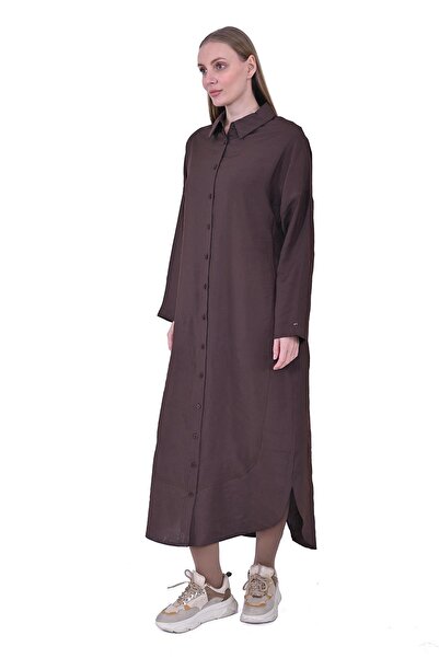 Invee Crescent Long Shirt Cap Brown