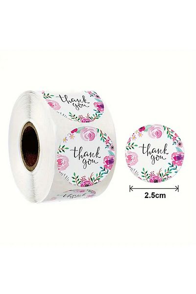 hdcw 500 Pcs 2.5cm Roll Adhesive Thanks "Thank You" Sticker Label Gift Packaging
