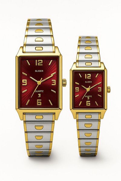 essentialneedsforall SLIDER HIS & HERS NON-TARNISH STAINLESS STEEL WATCH