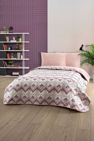 Formeya Double Patterned Quilted Double Sided Colorful Pique Bedspread Set 200X230 cm (Without Sheets)