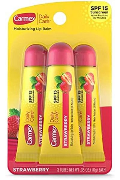Carmex Daily Care Moisturizing Lip Balm With SPF 15, Strawberry 3 Tubes