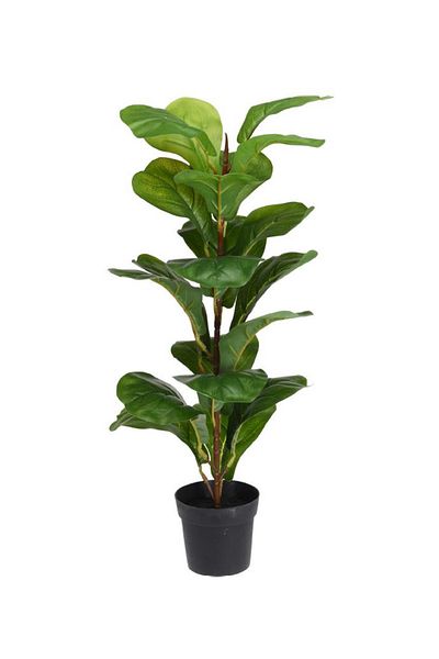 Koopman Artificial Ficus Lyrata plant, Azay Design, with wide green leaves, in black pot, H 60 cm
