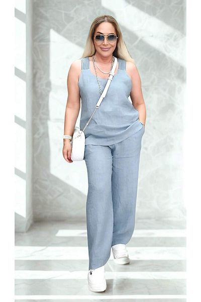 STLB Striped Strap Blouse – Trousers Set (Imported)